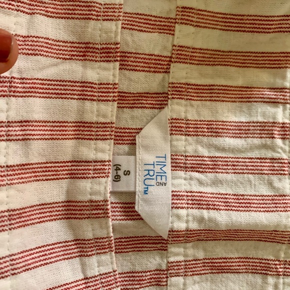 Time & Tru red stripe square neck top - Picture 3 of 3